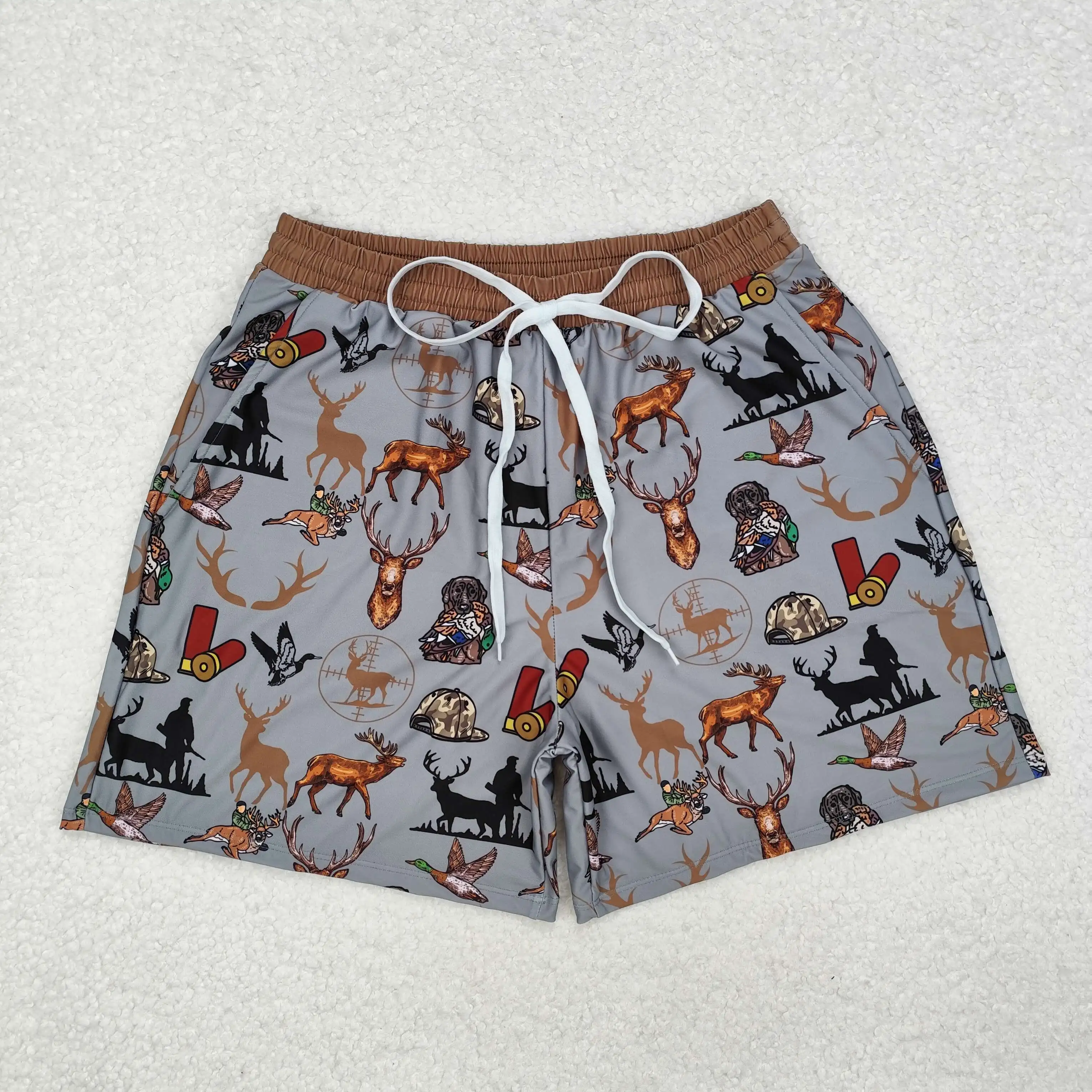 Wholesale Boutique Adult Men Camo Swimming Trunks Beachwear Man Ducks Deer Hunting Shorts Summer Swimwear Pocket Clothing