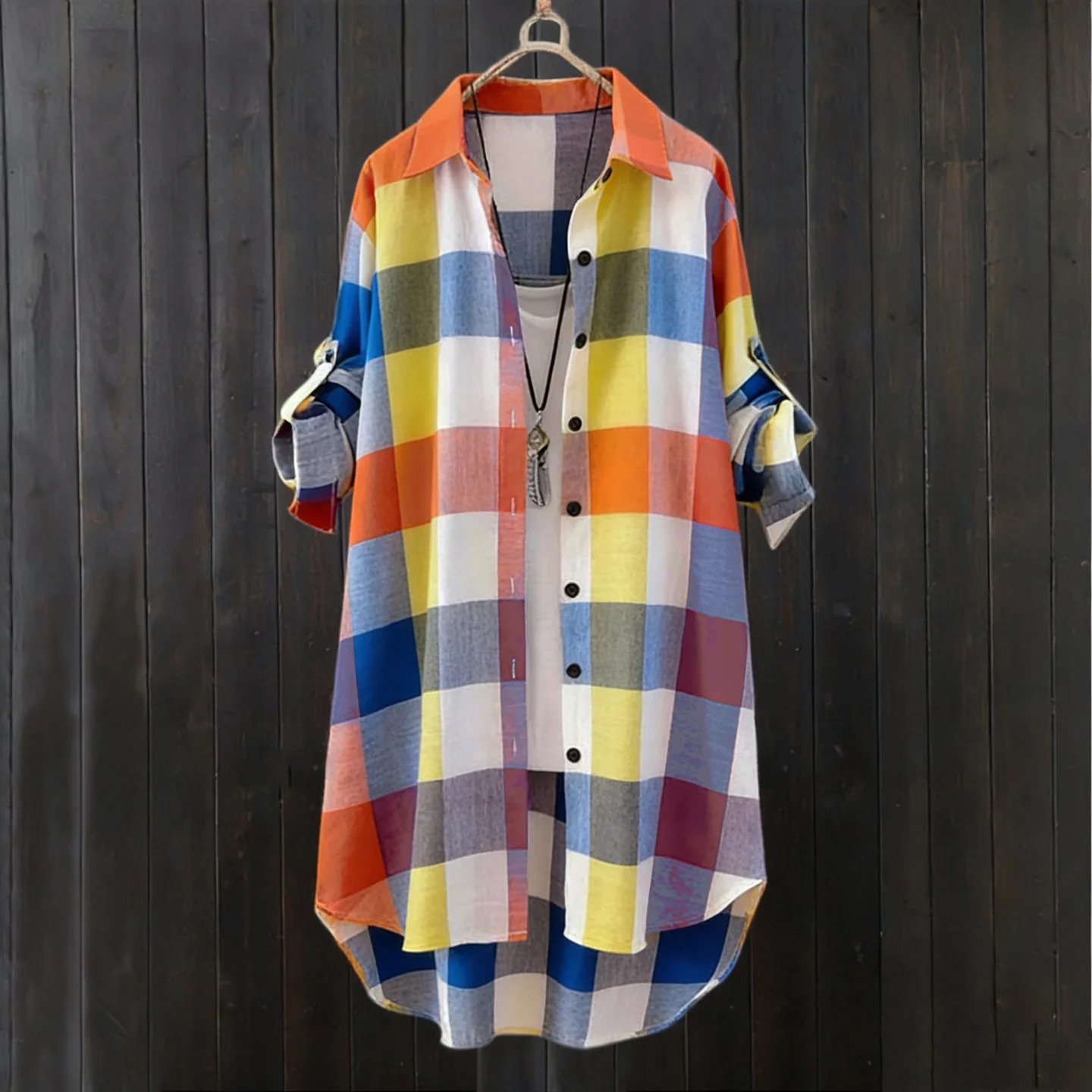 Women's Plaid Shirt Casual Blouses Woman Tops for Women Long Sleeve Long Sleeve Shirts Chic Blouse Check Linen Cotton Clothing