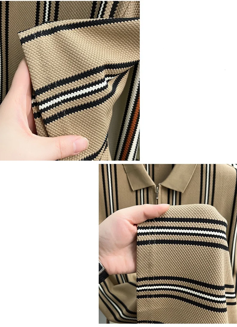 High end luxury brand short sleeve polo shirt summer new casual vacation striped design men's T-shirt Paul Pony embroidered top