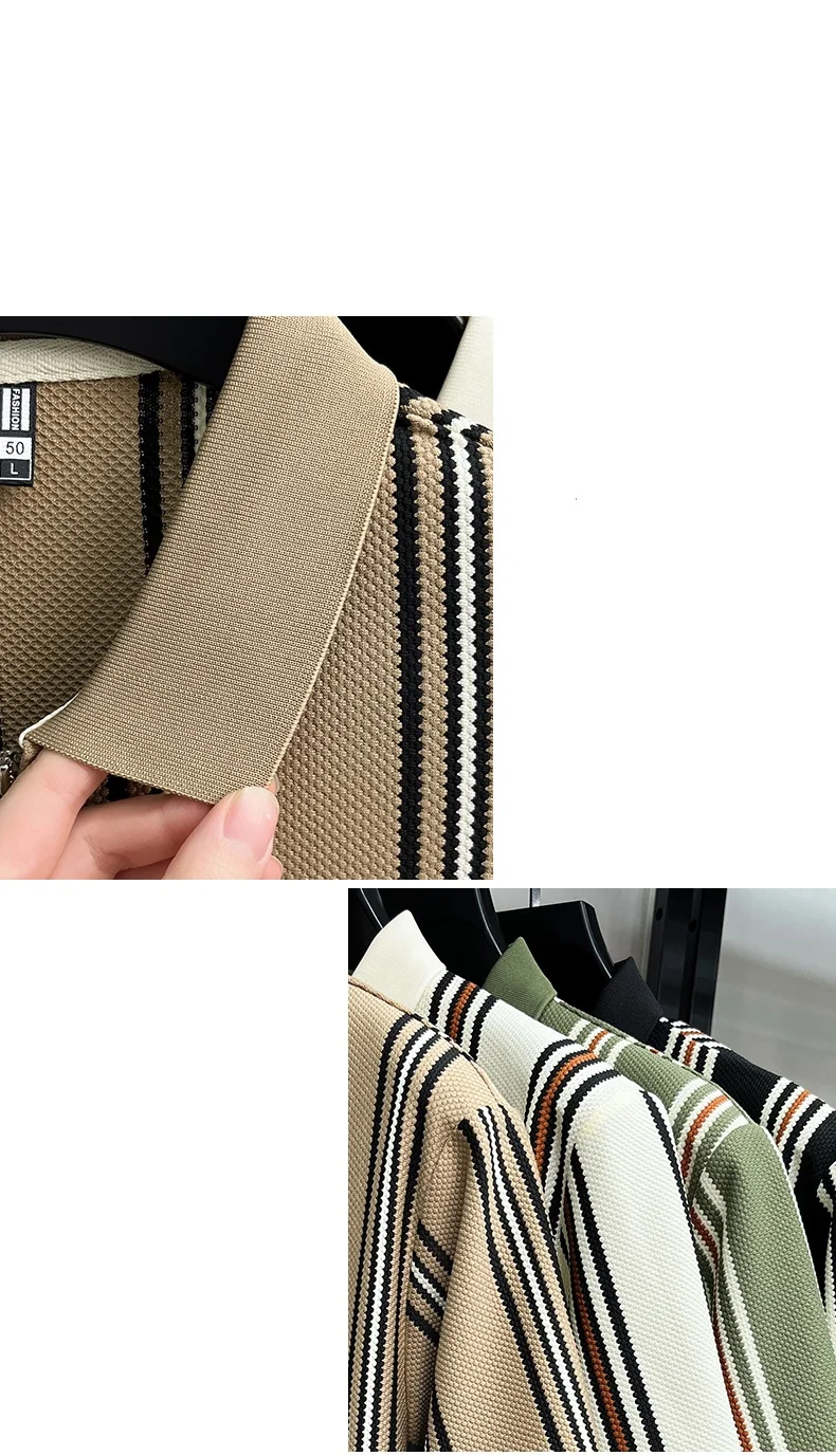 High end luxury brand short sleeve polo shirt summer new casual vacation striped design men's T-shirt Paul Pony embroidered top