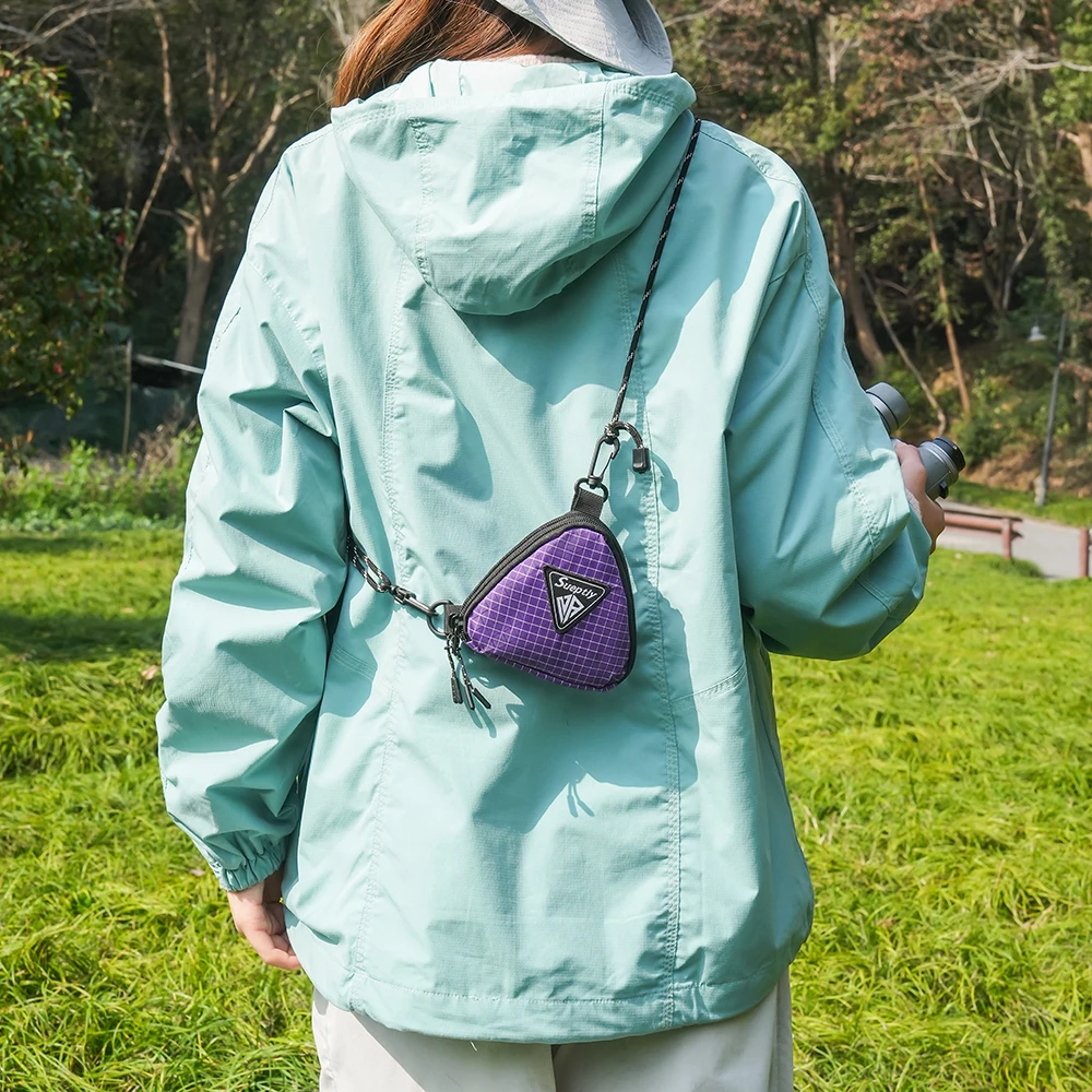 Men's Shoulder Bag, Japanese Style Small Hanging Bag, Contrasting Color Triangle Key Bag, Casual Workwear Style Headphone Bag