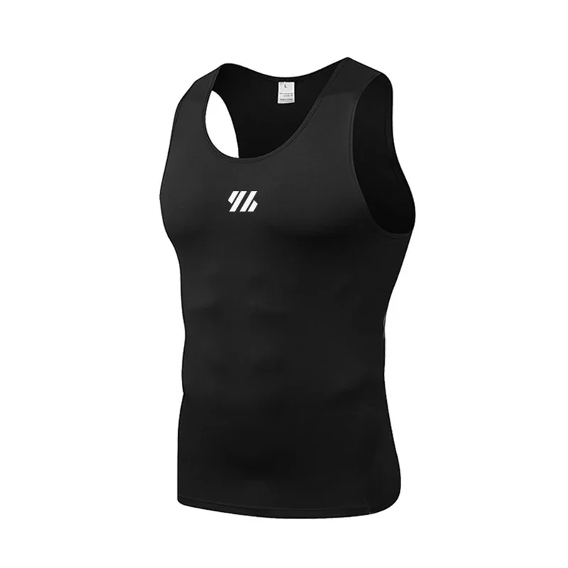 Men's Summer Running Vest Sleeveless Shirt Gym Clothing Sports Leisure Milk Silk Tight Elastic Breathable Slim Fitness Tank Tops