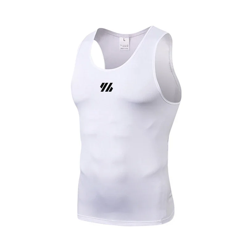 Men's Summer Running Vest Sleeveless Shirt Gym Clothing Sports Leisure Milk Silk Tight Elastic Breathable Slim Fitness Tank Tops
