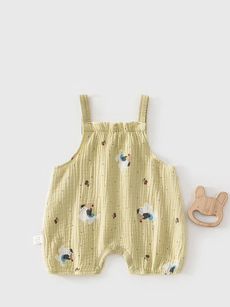 2026 Summer Baby Rompers 0-24M Cartoon Dogs Girls One Piece Cute Infant Strapless Jumpsuit Sweet Toddler Clothes