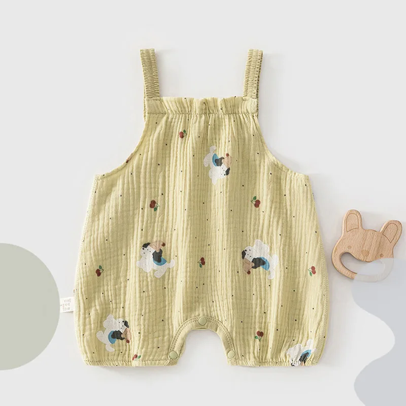 2026 Summer Baby Rompers 0-24M Cartoon Dogs Girls One Piece Cute Infant Strapless Jumpsuit Sweet Toddler Clothes