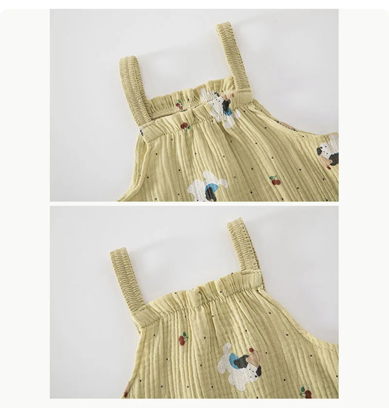 2026 Summer Baby Rompers 0-24M Cartoon Dogs Girls One Piece Cute Infant Strapless Jumpsuit Sweet Toddler Clothes
