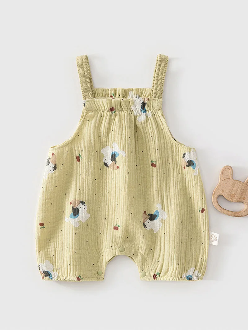 2026 Summer Baby Rompers 0-24M Cartoon Dogs Girls One Piece Cute Infant Strapless Jumpsuit Sweet Toddler Clothes
