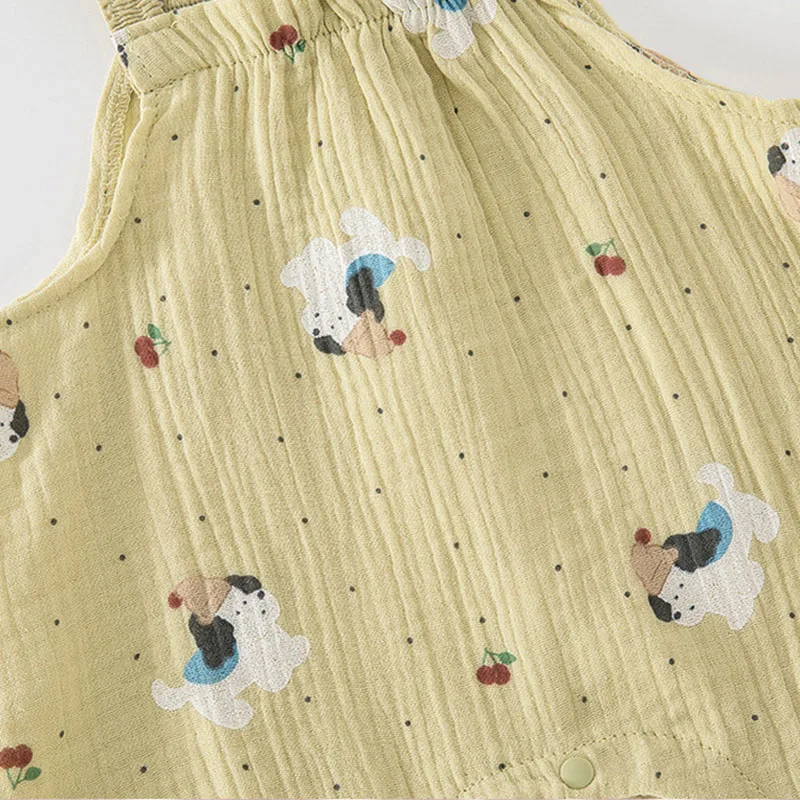 2026 Summer Baby Rompers 0-24M Cartoon Dogs Girls One Piece Cute Infant Strapless Jumpsuit Sweet Toddler Clothes