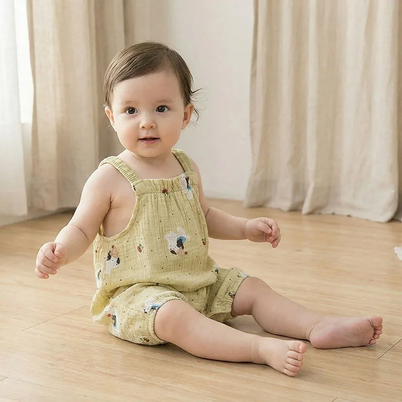 2026 Summer Baby Rompers 0-24M Cartoon Dogs Girls One Piece Cute Infant Strapless Jumpsuit Sweet Toddler Clothes