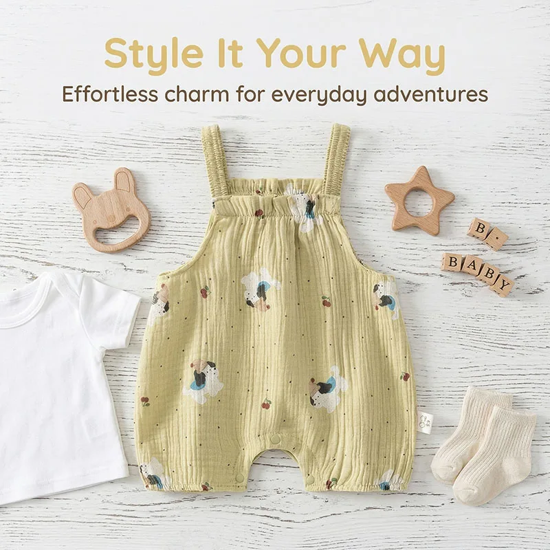 2026 Summer Baby Rompers 0-24M Cartoon Dogs Girls One Piece Cute Infant Strapless Jumpsuit Sweet Toddler Clothes