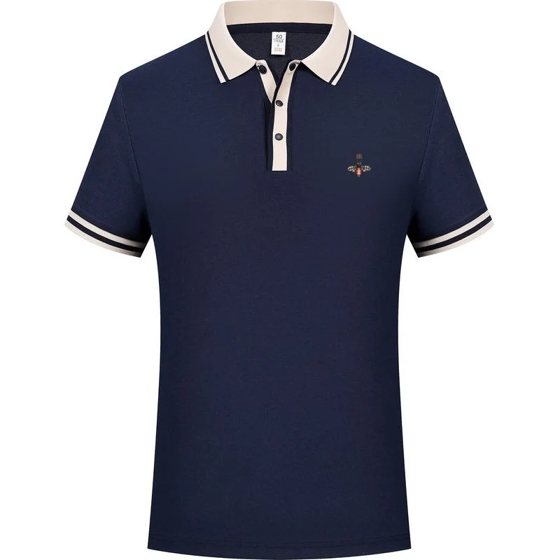 100% pure cotton high-end brand men's short sleeve polo shirt 2026 summer luxury fashion bee embroidery golf top casual T-shirt