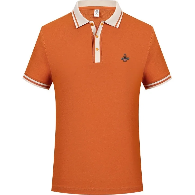 100% pure cotton high-end brand men's short sleeve polo shirt 2026 summer luxury fashion bee embroidery golf top casual T-shirt