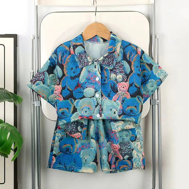 Baby Boys Summer Short Sleeve Collared Shirt And Shorts Set Holiday Beach Clothing Short Pants Outfit