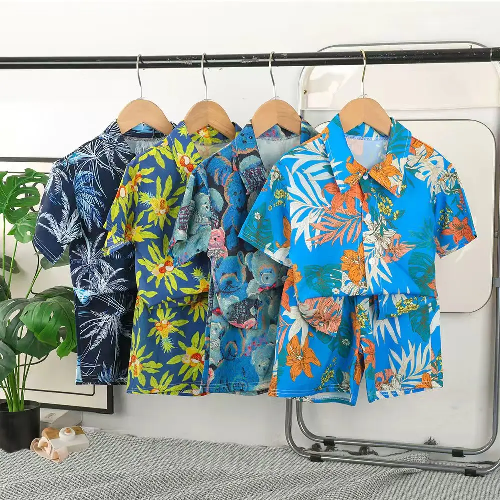 Baby Boys Summer Short Sleeve Collared Shirt And Shorts Set Holiday Beach Clothing Short Pants Outfit