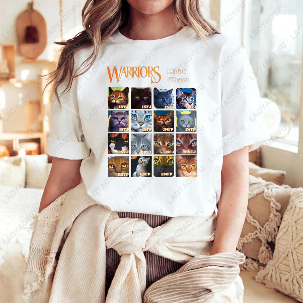 Warrior Cats Nightclouds Time Erin Hunter Cat Graphic Unisex Cotton T-Shirt Fashion Casual Summer Trendy Top