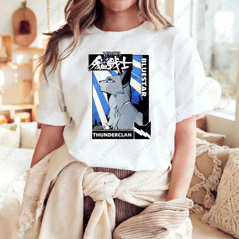 Warrior Cats Nightclouds Time Erin Hunter Cat Graphic Unisex Cotton T-Shirt Fashion Casual Summer Trendy Top