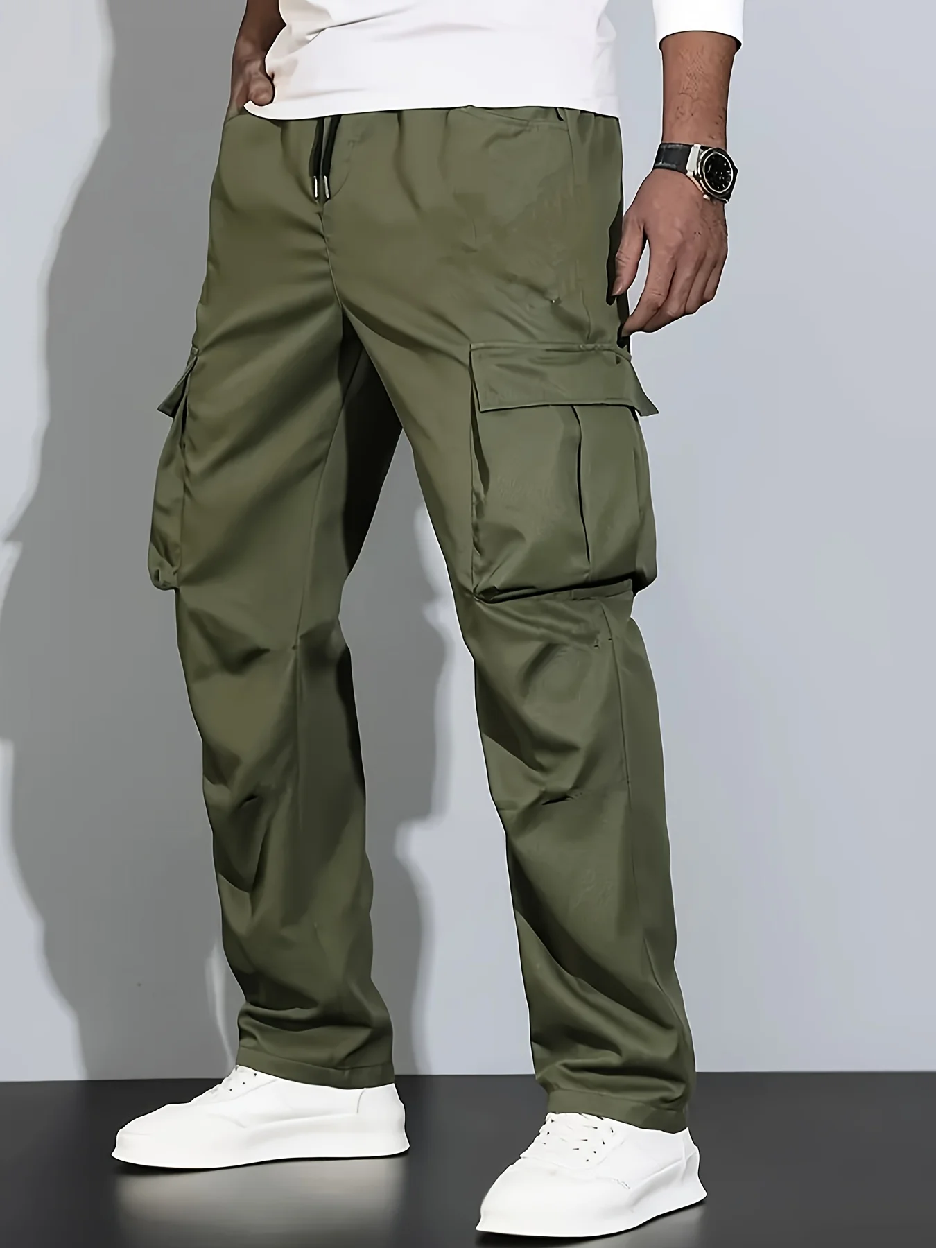 2026 new men's workwear pants, European and American men's loose straight casual pants, men's workwear pocket pants
