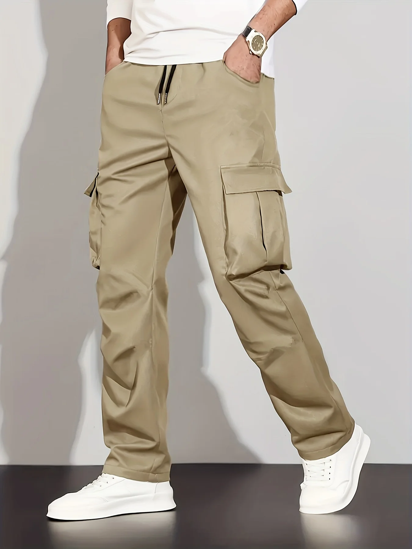 2026 new men's workwear pants, European and American men's loose straight casual pants, men's workwear pocket pants