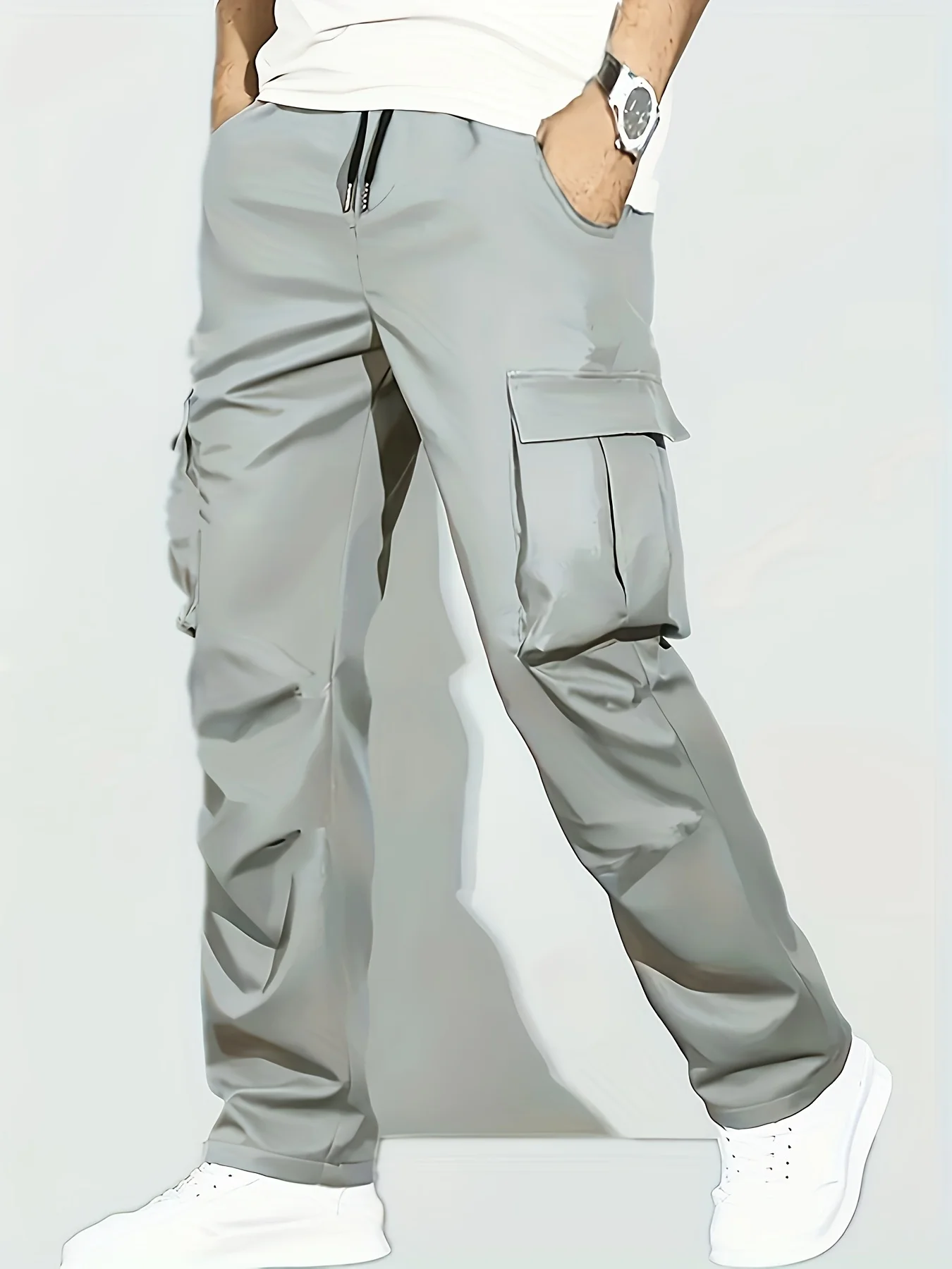 2026 new men's workwear pants, European and American men's loose straight casual pants, men's workwear pocket pants