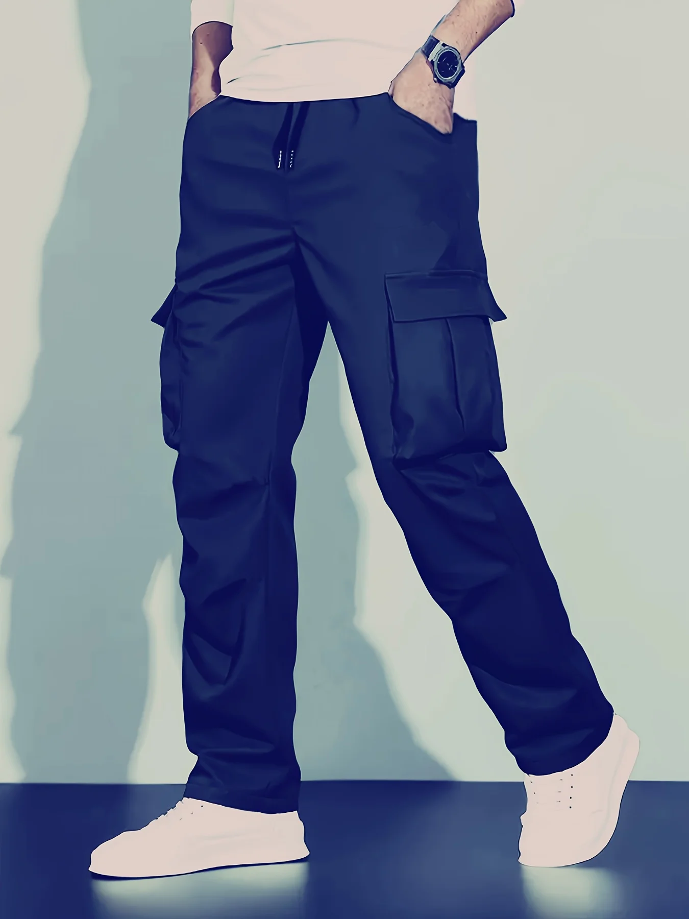 2026 new men's workwear pants, European and American men's loose straight casual pants, men's workwear pocket pants