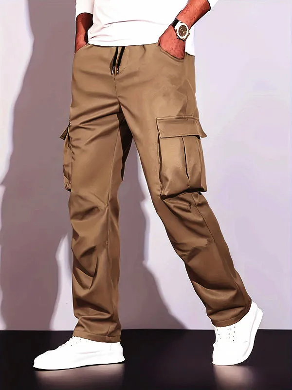 2026 new men's workwear pants, European and American men's loose straight casual pants, men's workwear pocket pants