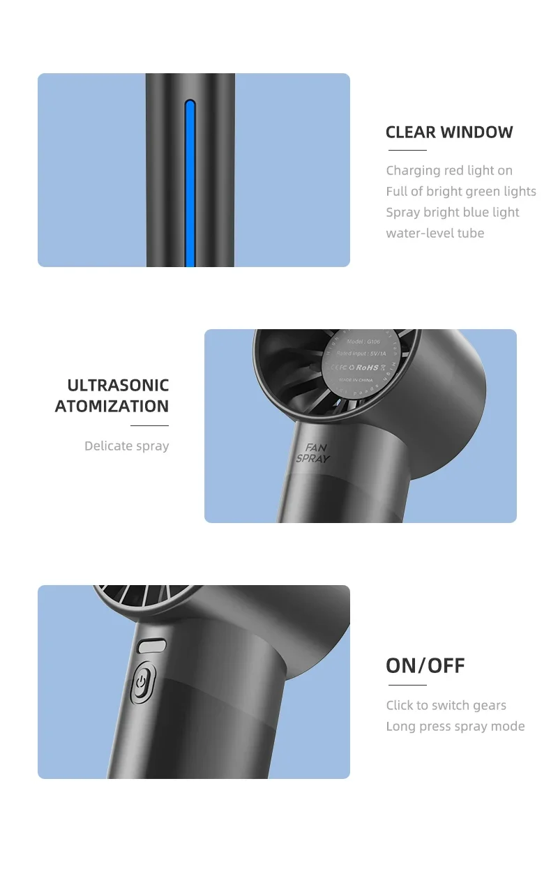 Handheld Small Fan Turbine Spray Mini Fan Water Replenishing Outdoor Camping Dormitory Household Portable USB Summer Cooling