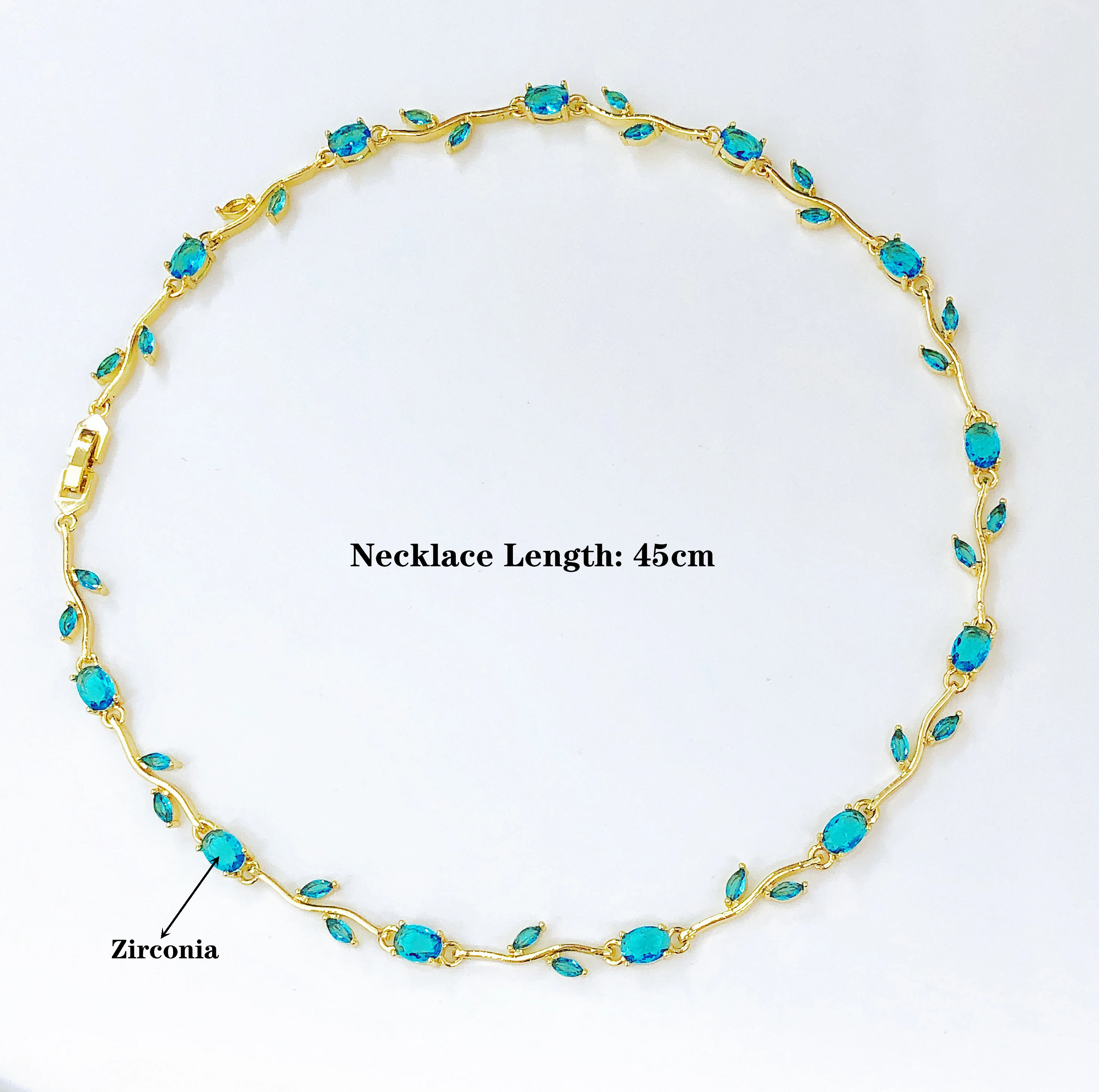 14K Gold Plated Colorful Crystal Zircon Leaf Vine Necklace for Women Multicolor Gemstone Flower Necklace Fashion Jewelry Gift