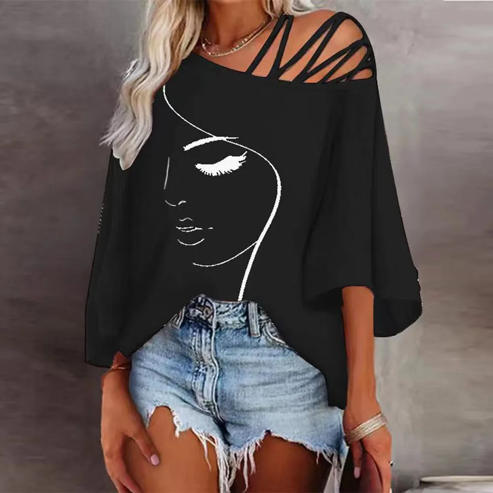 New wholesale autumn fashion patchwork loose casual top women's printed t-shirt