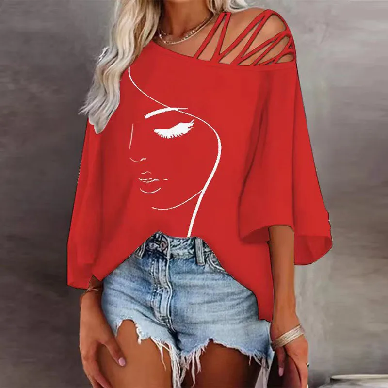 New wholesale autumn fashion patchwork loose casual top women's printed t-shirt