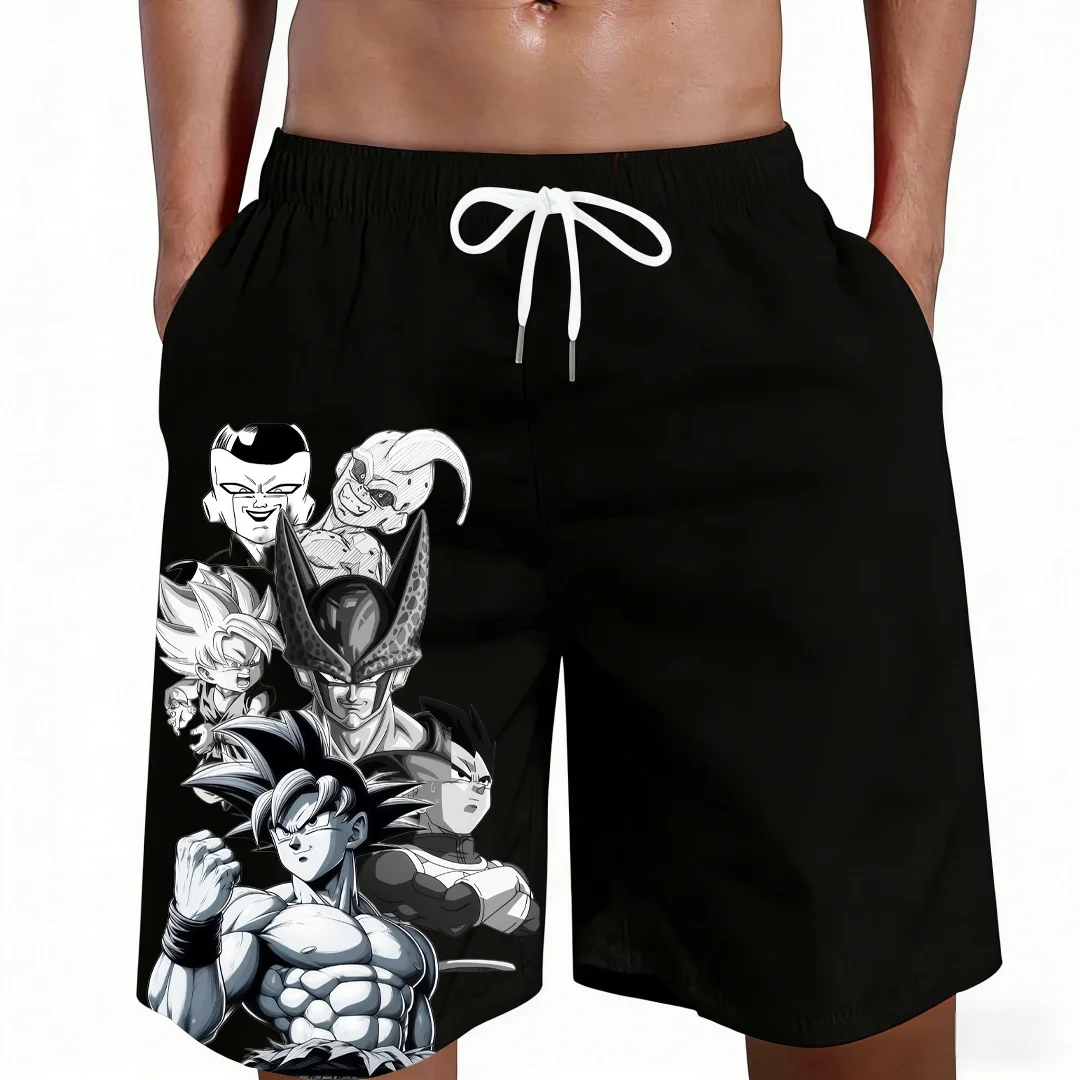 2026 Hot Anime Dragon Ball Goku Vegeta Cell Frieza Buu Group Print Men Kids Matching Shorts Casual Family Matching Outfits Sport