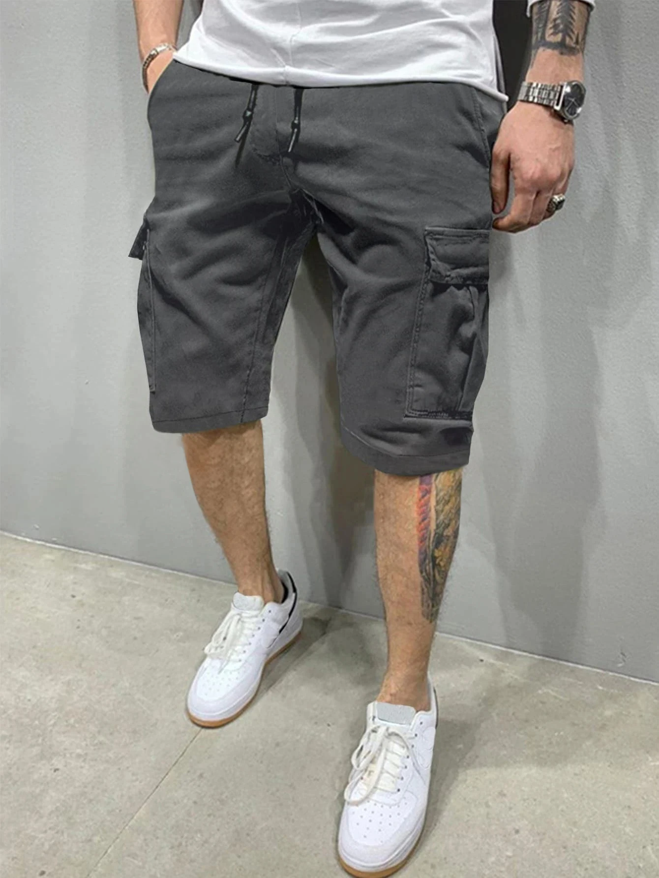 Casual Men's Five-Inch Shorts, Workwear Style, Loose and Straight-Cut, Trendy Brand, Elastic, Beachy, Stylish Mid-Length Pants