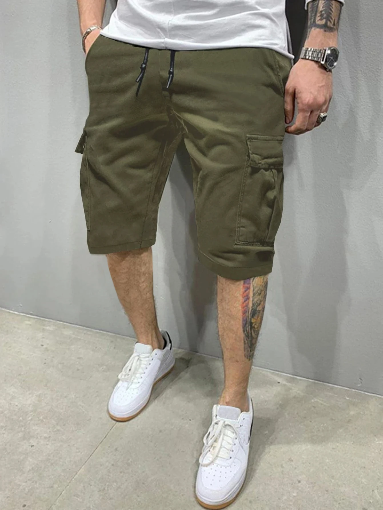 Casual Men's Five-Inch Shorts, Workwear Style, Loose and Straight-Cut, Trendy Brand, Elastic, Beachy, Stylish Mid-Length Pants