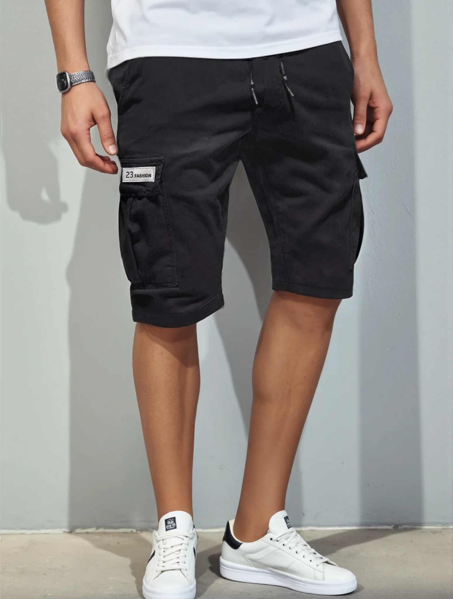 Casual Men's Five-Inch Shorts, Workwear Style, Loose and Straight-Cut, Trendy Brand, Elastic, Beachy, Stylish Mid-Length Pants