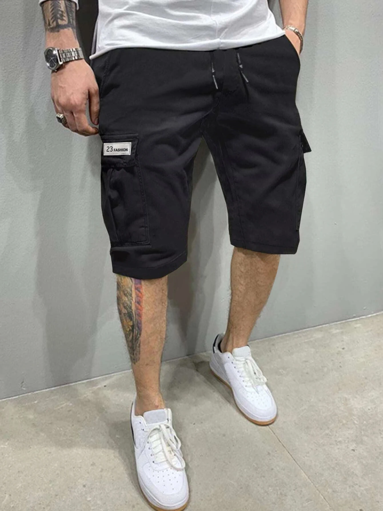 Casual Men's Five-Inch Shorts, Workwear Style, Loose and Straight-Cut, Trendy Brand, Elastic, Beachy, Stylish Mid-Length Pants