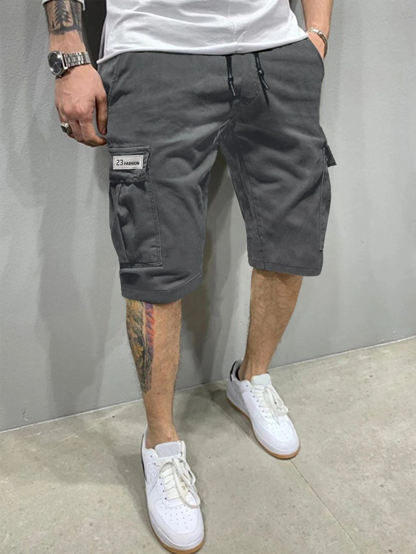 Casual Men's Five-Inch Shorts, Workwear Style, Loose and Straight-Cut, Trendy Brand, Elastic, Beachy, Stylish Mid-Length Pants