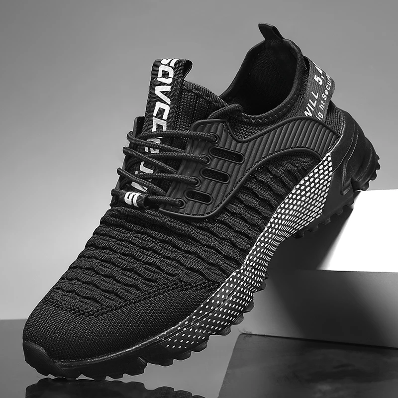 Men's Vulcanized Shoes Mesh Lightweight Breathable Soft Sole Running Shoes One-leg Men's Flat Shoes Loafers Training Shoes