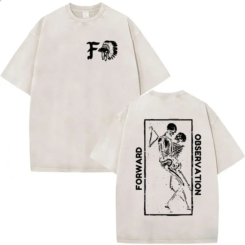 2026 Hot Sale Forward Observations Group Vintage Washed T Shirt Men's Classic Skeleton Punk Graphic Oversized T-shirt Streetwear