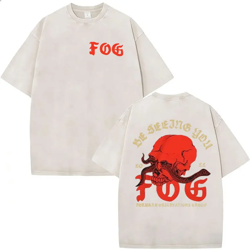 2026 Hot Sale Forward Observations Group Vintage Washed T Shirt Men's Classic Skeleton Punk Graphic Oversized T-shirt Streetwear