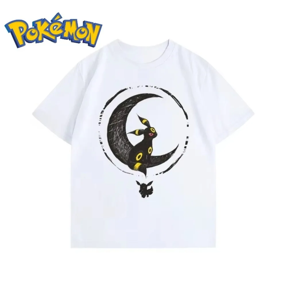 Summer New Pokémon Cartoon Umbreon Printed T-Shirt Men's and Women's Y2K Harajuku Loose Casual Trend Versatile Short Sleeve