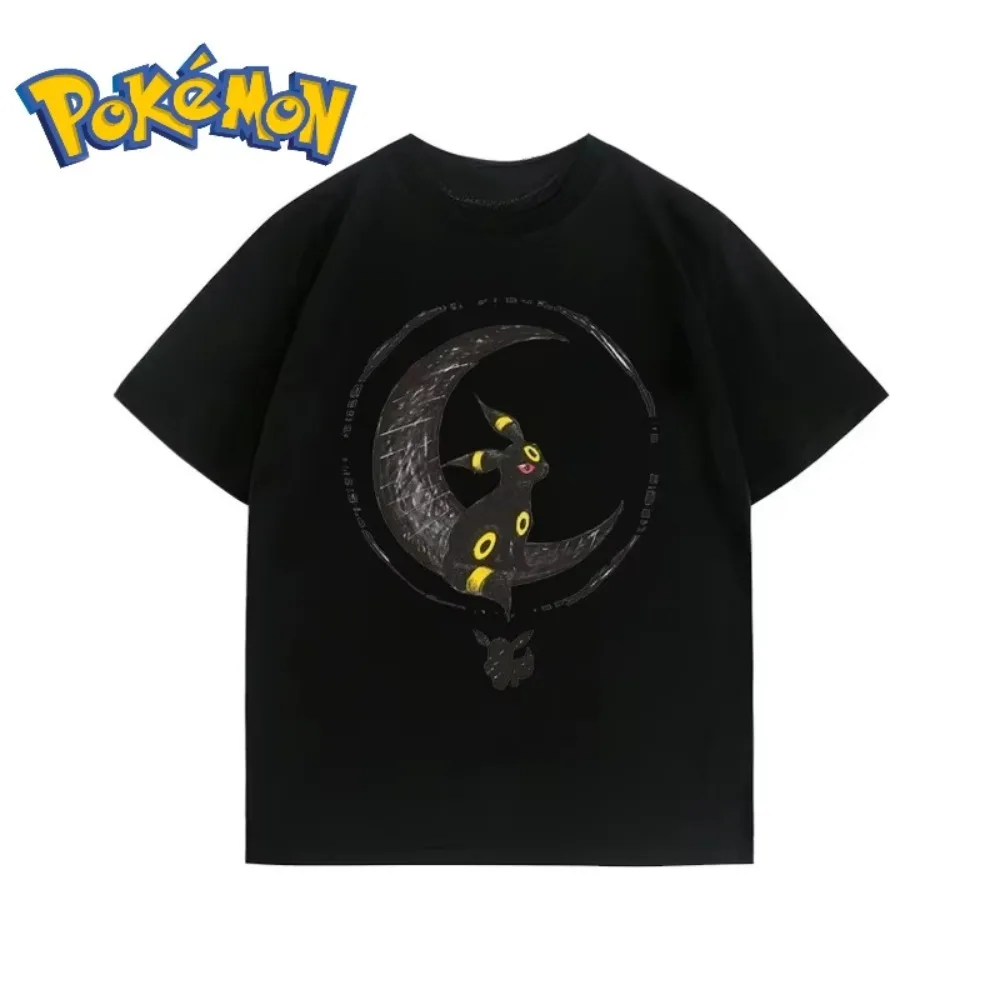 Summer New Pokémon Cartoon Umbreon Printed T-Shirt Men's and Women's Y2K Harajuku Loose Casual Trend Versatile Short Sleeve