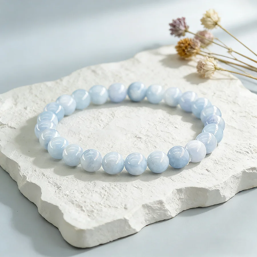 Fashion Natural Tourmaline Chalcedony Beads Stone Bracelet Women Strad Jewelry for Women Reiki Healing Energy Yoga Meditation