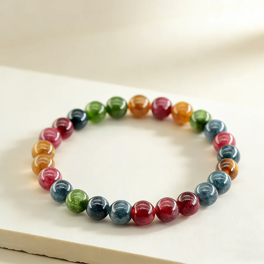 Fashion Natural Tourmaline Chalcedony Beads Stone Bracelet Women Strad Jewelry for Women Reiki Healing Energy Yoga Meditation