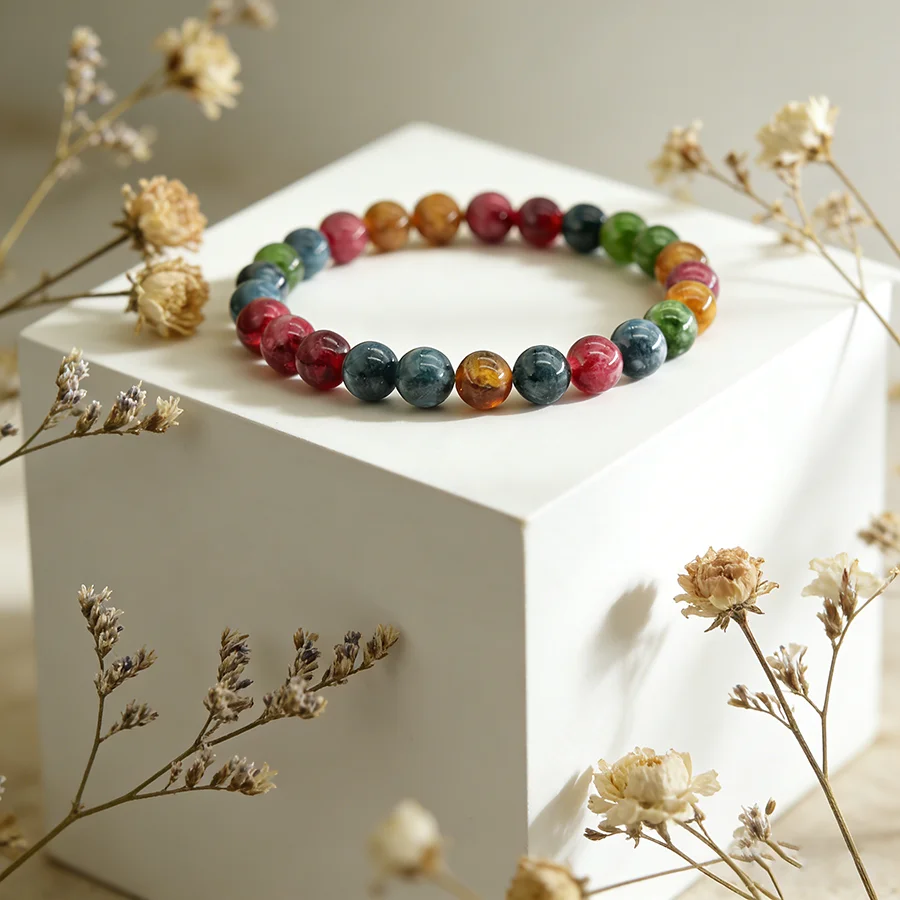 Fashion Natural Tourmaline Chalcedony Beads Stone Bracelet Women Strad Jewelry for Women Reiki Healing Energy Yoga Meditation