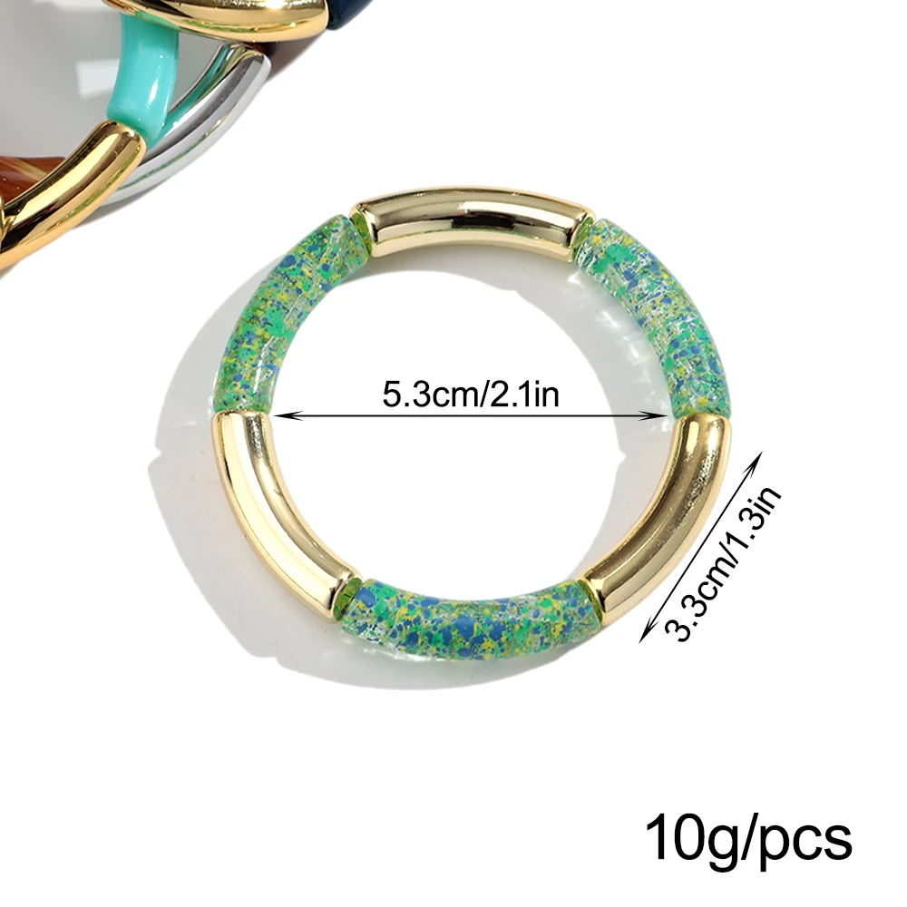 3Pcs/Set Trendy Colorful Thin Tube Beads Stackable Bracelets Elegant Geometric Curved Beaded Elastic Bangles Women Jewelry