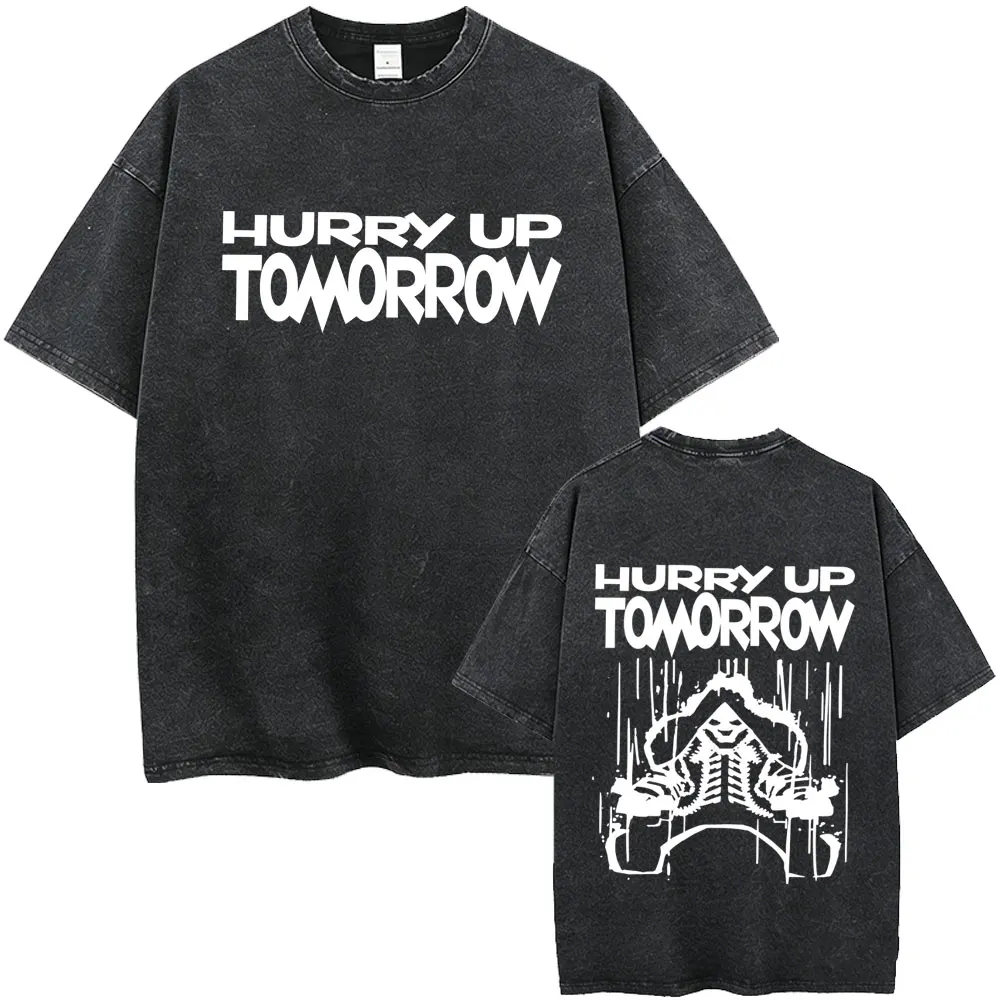 Rapper The Weeknd After Hours Til Dawn with Playboi Carti Tour 2026 Vintage Washed T Shirt Men Hip Hop Fashion Pop Music T-shirt