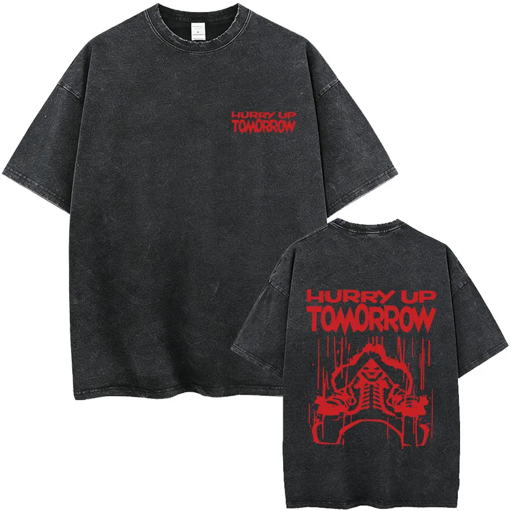Rapper The Weeknd After Hours Til Dawn with Playboi Carti Tour 2026 Vintage Washed T Shirt Men Hip Hop Fashion Pop Music T-shirt