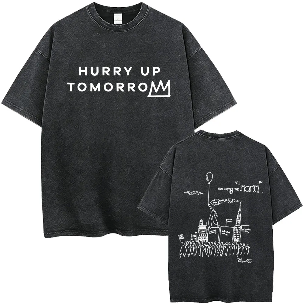 Rapper The Weeknd After Hours Til Dawn with Playboi Carti Tour 2026 Vintage Washed T Shirt Men Hip Hop Fashion Pop Music T-shirt