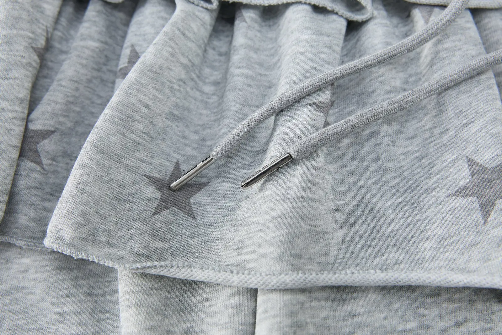 American Retro Sporty Style Faux Two-Piece Casual Sweatpants For Women Spring Summer Ruffled Slightly Flared Pants With Star