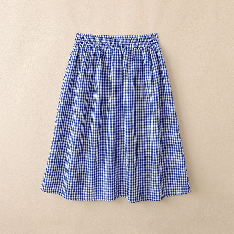 2026 Summer Elastic Waist Plaid Midi Skirt ZANZEA Elegant Women Work OL Skirts Stylish A-line Jupes Casual Holiday Faldas Saia
