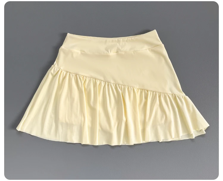 Women High Waist Ruffle Athletic Skort Built-in Liner Shorts Quick Dry Breathable Tennis Fitness Running Workout Sports Skirt